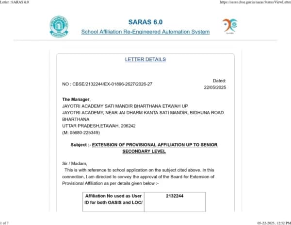 Affiliation Letter Page 1